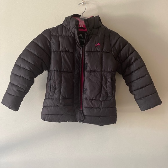 Girls Black Fleece-lined Puffer Jacket with Hood - Picture 4 of 6